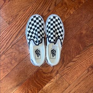 White and black checkered vans